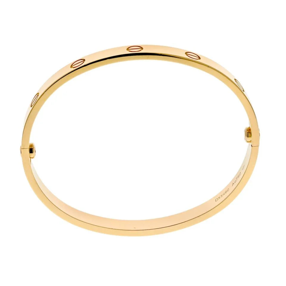 Cartier Love 18K Yellow Gold Love Size 18 With Box And Screwdriver Bangle Bracelet - The Back Vault