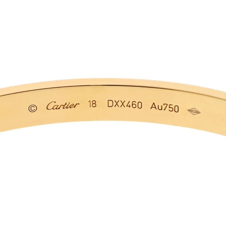 Cartier Love 18K Yellow Gold Love Size 18 With Box And Screwdriver Bangle Bracelet - The Back Vault