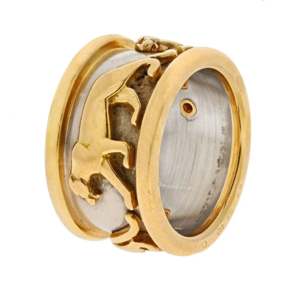 Cartier 18K Two Tone Walking Pantheres Ring - The Back Vault