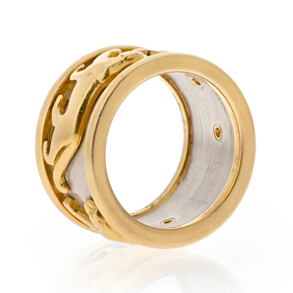 Cartier 18K Two Tone Walking Pantheres Ring - The Back Vault