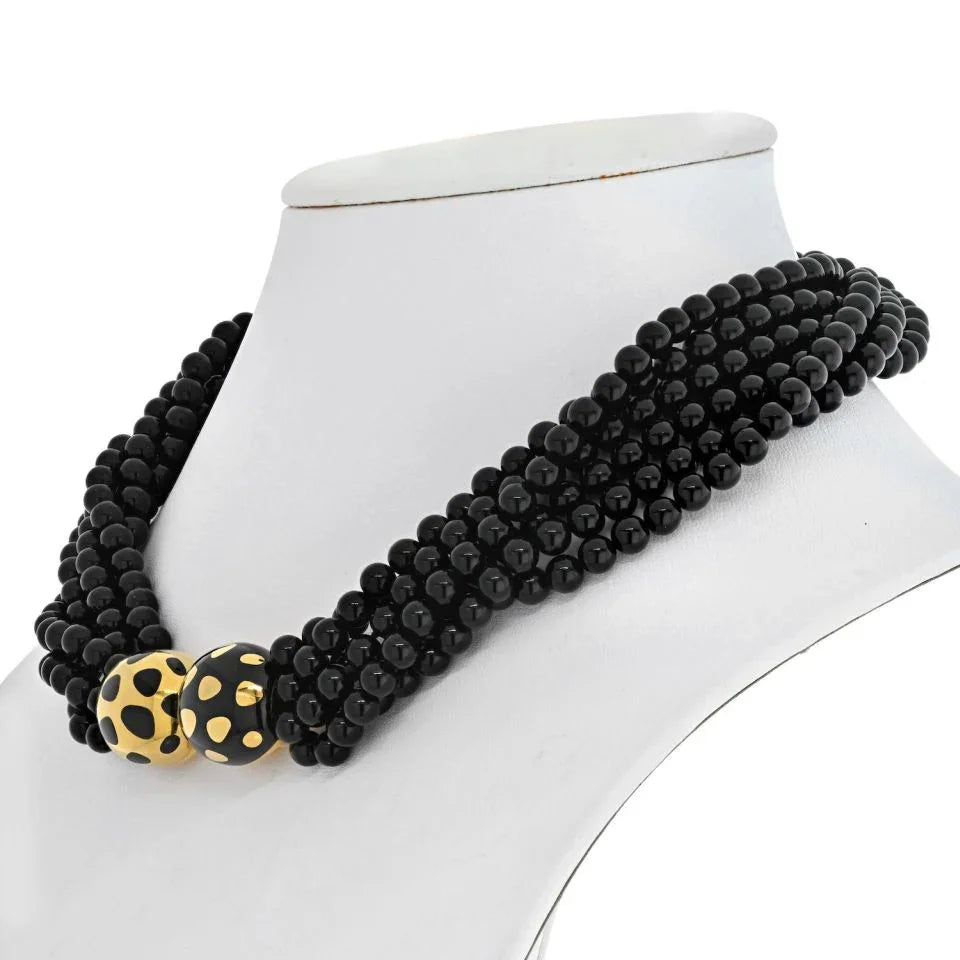 Tiffany & Co. 18K Yellow Gold Positive And Negative Multi-Strand Bead Necklace - The Back Vault