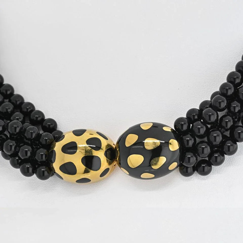 Tiffany & Co. 18K Yellow Gold Positive And Negative Multi-Strand Bead Necklace - The Back Vault