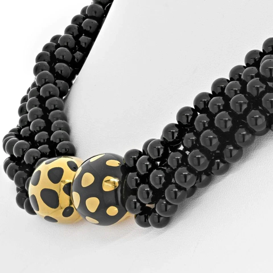 Tiffany & Co. 18K Yellow Gold Positive And Negative Multi-Strand Bead Necklace - The Back Vault