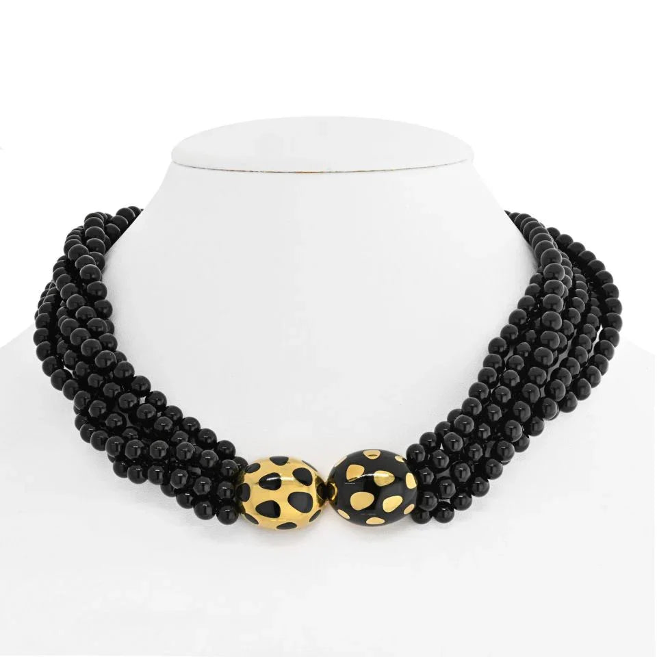 Tiffany & Co. 18K Yellow Gold Positive And Negative Multi-Strand Bead Necklace - The Back Vault