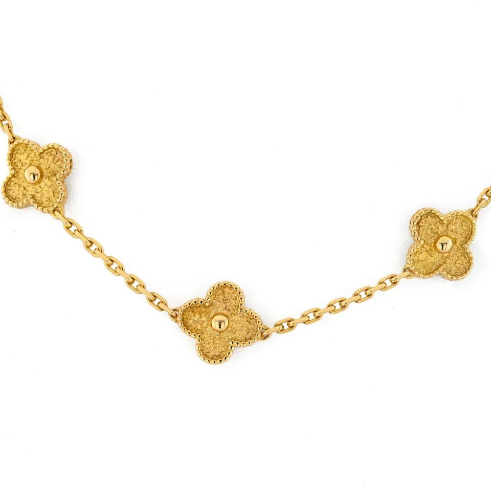 Van Cleef & Arpels 18K Yellow Gold 10 Motif Vintage Alhambra Necklace - The Back Vault