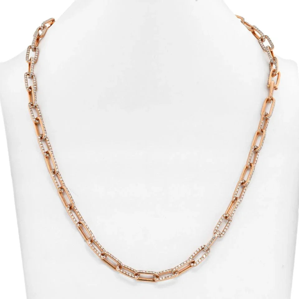 18K Rose Gold 21 Carat Diamond Link Chain Necklace - The Back Vault