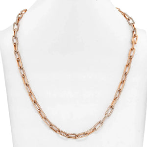 18K Rose Gold 21 Carat Diamond Link Chain Necklace