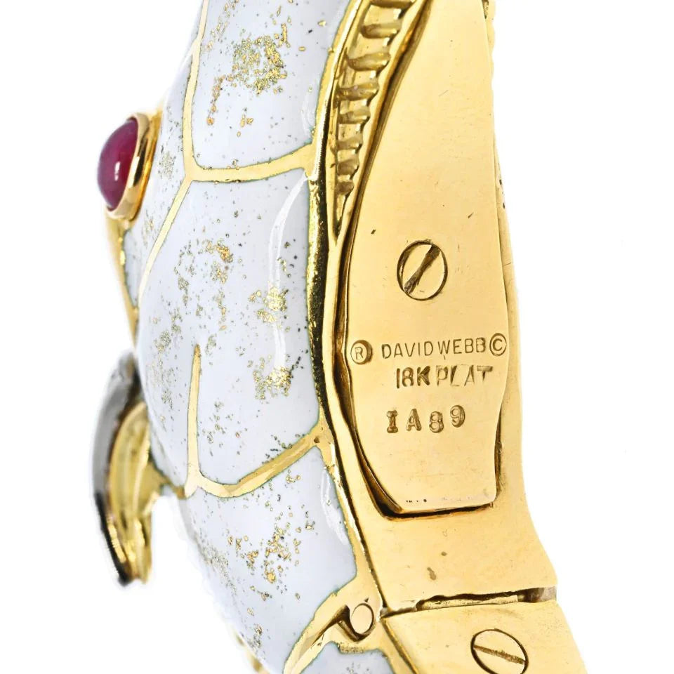 David Webb Platinum & 18K Yellow Gold Dappled White Enamel Diamond Horse Bracelet - The Back Vault