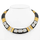 18K Yellow Gold Diamond, Onyx Gold Link Collar Necklace - The Back Vault