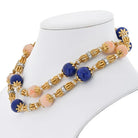 Tiffany & Co. Schlumberger 18K Yellow Gold Lapis, Coral And Diamond Long Chain Necklace - The Back Vault