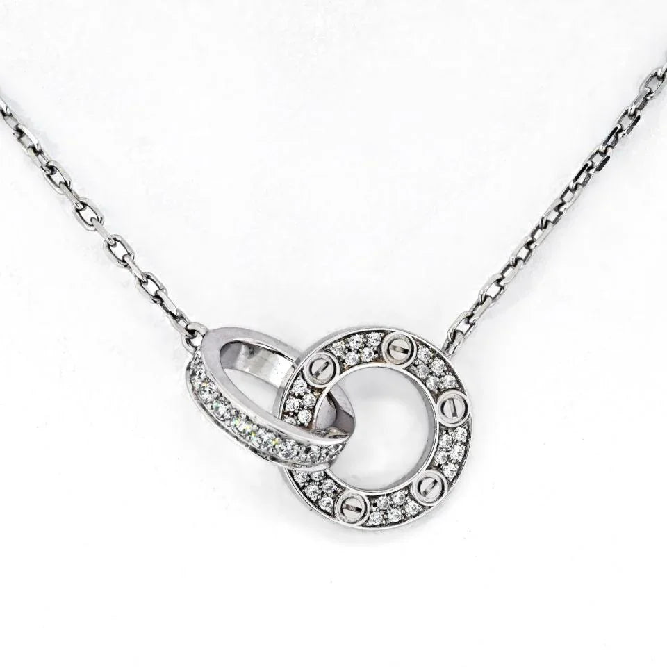 Cartier Love 18K White Gold Love Diamond Pave Pendant Necklace - The Back Vault