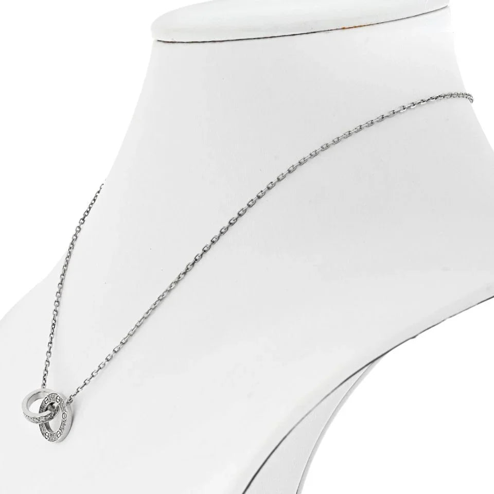 Cartier Love 18K White Gold Love Diamond Pave Pendant Necklace - The Back Vault