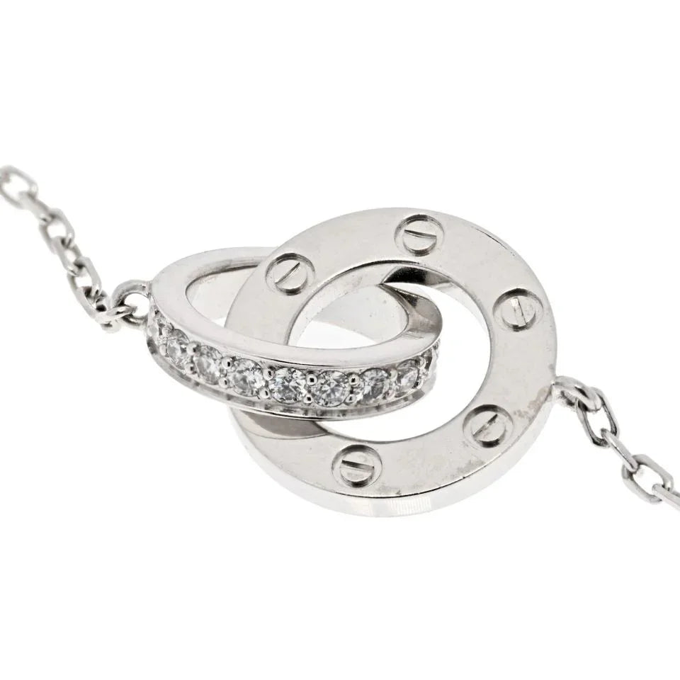 Cartier Love 18K White Gold Love Diamond Pave Pendant Necklace - The Back Vault