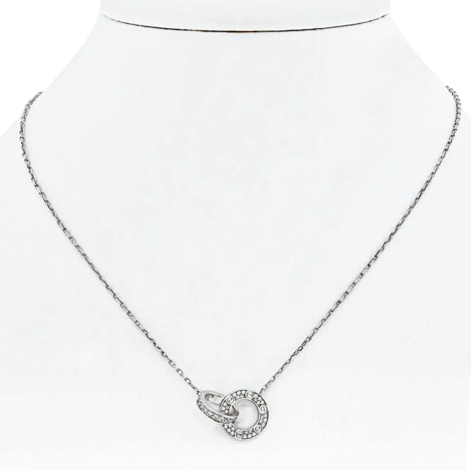 Cartier Love 18K White Gold Love Diamond Pave Pendant Necklace - The Back Vault