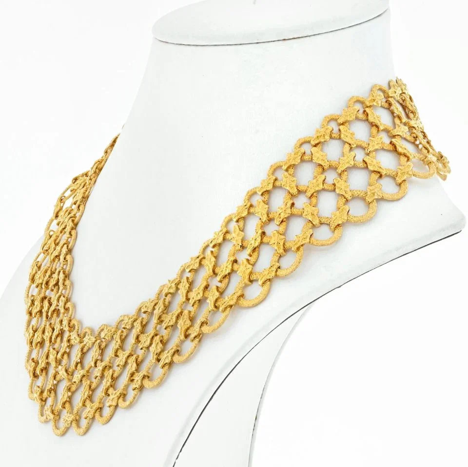 Verdura 18K Yellow Gold Openwork Bib Necklace - The Back Vault