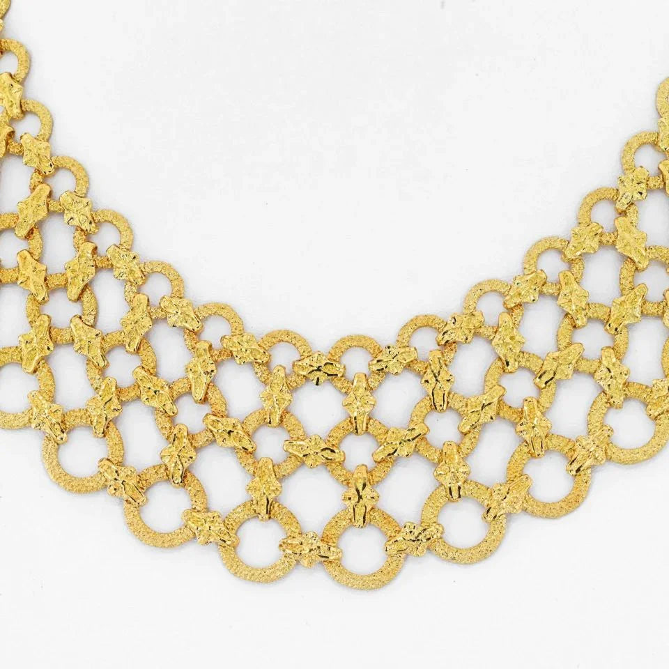 Verdura 18K Yellow Gold Openwork Bib Necklace - The Back Vault