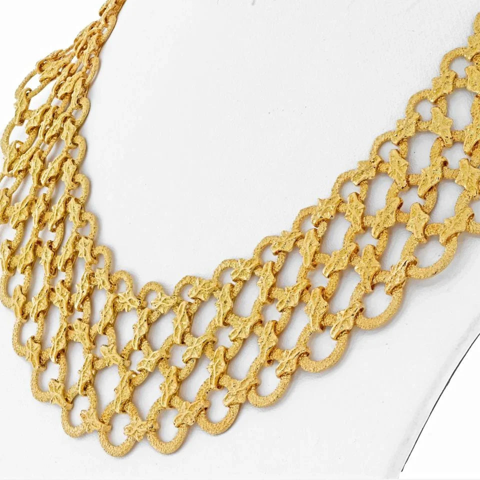 Verdura 18K Yellow Gold Openwork Bib Necklace - The Back Vault