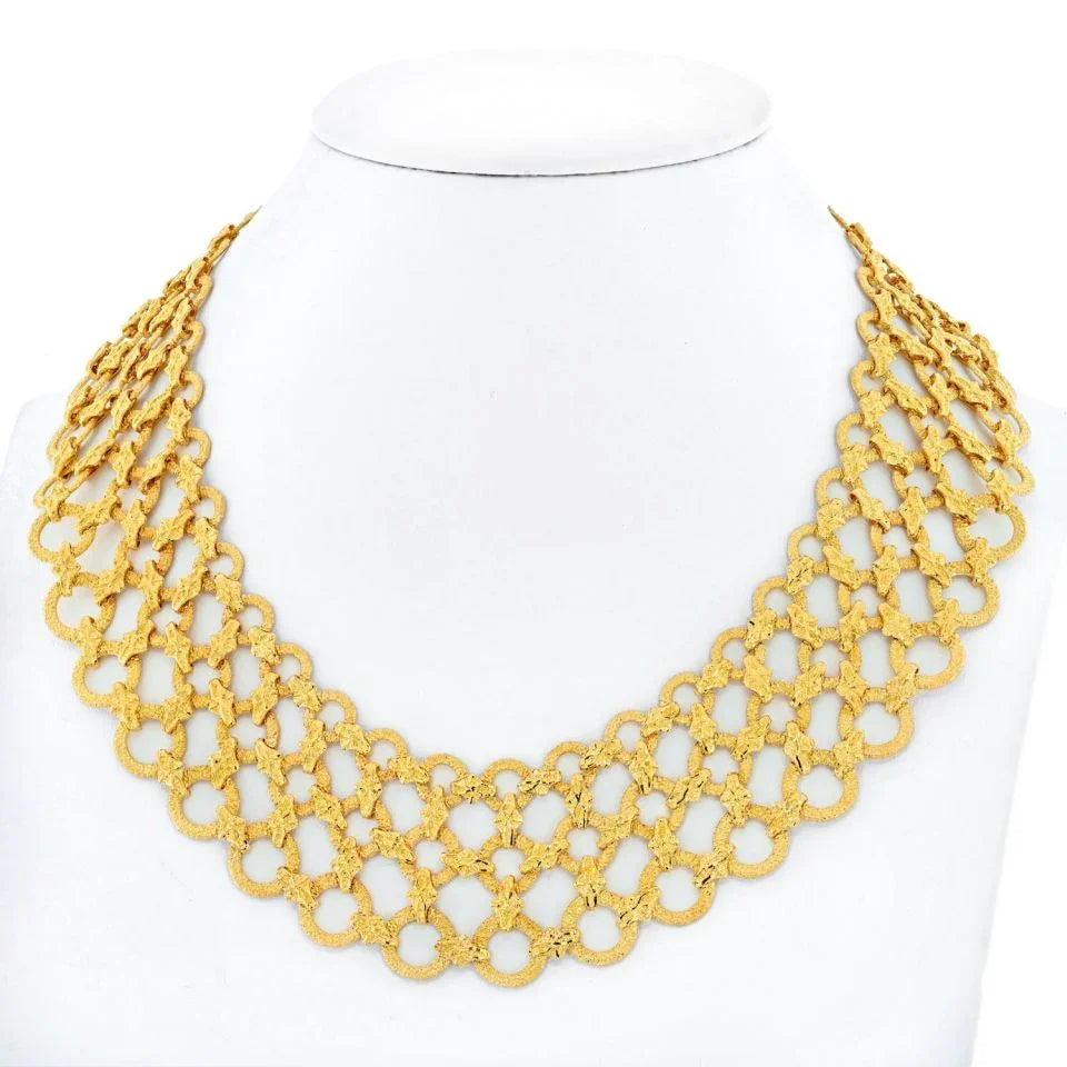 Verdura 18K Yellow Gold Openwork Bib Necklace - The Back Vault