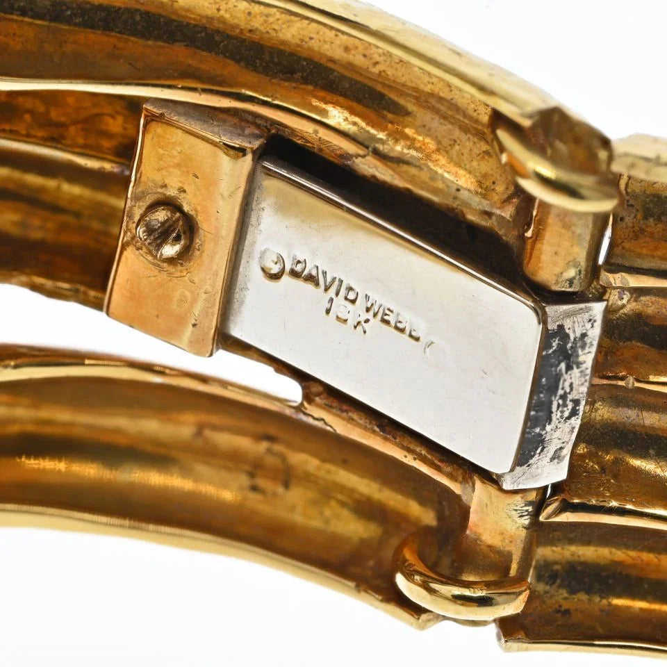 David Webb Platinum & 18K Yellow Gold Notre Dame Rock Crystal Bracelet - The Back Vault