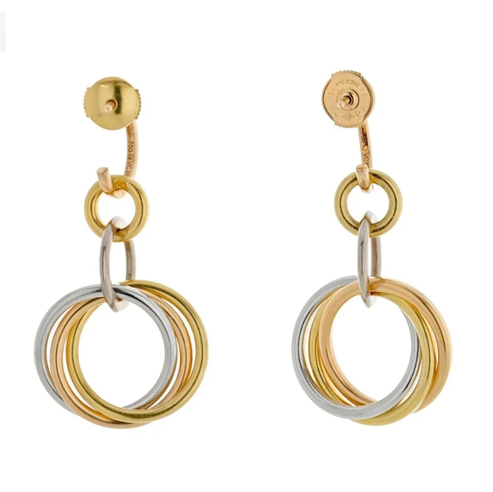 Cartier 18K Tri Color Trinity Dangling Earrings - The Back Vault