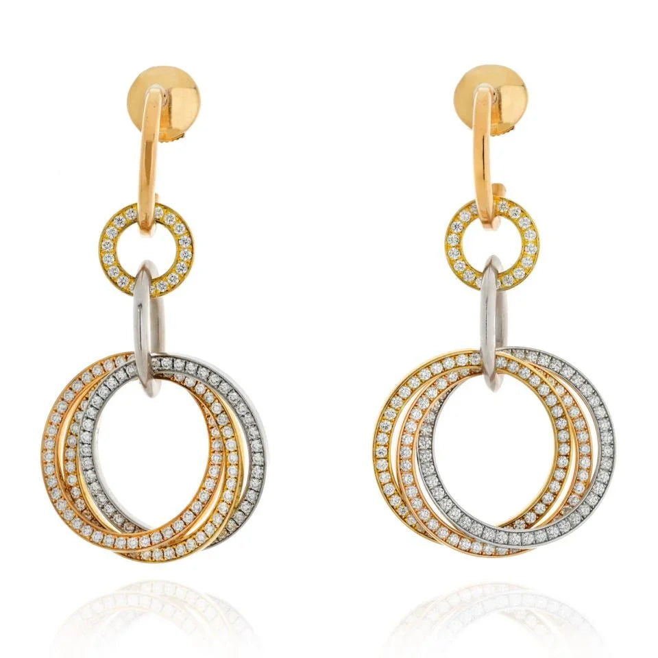 Cartier 18K Tri Color Trinity Dangling Earrings - The Back Vault