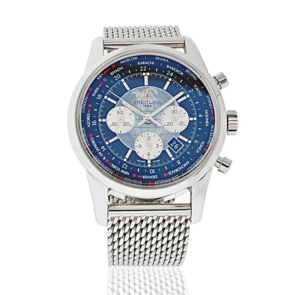 Breitling Transocean Chronograph Blue Dial Steel AB0510 Men Watch - The Back Vault