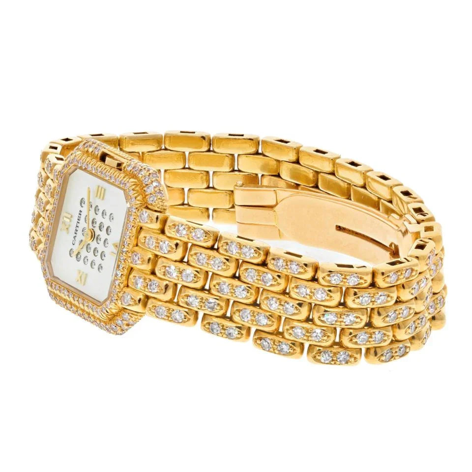 Cartier 18K Yellow Gold Panthere Diamond Quartz Women Watch - The Back Vault