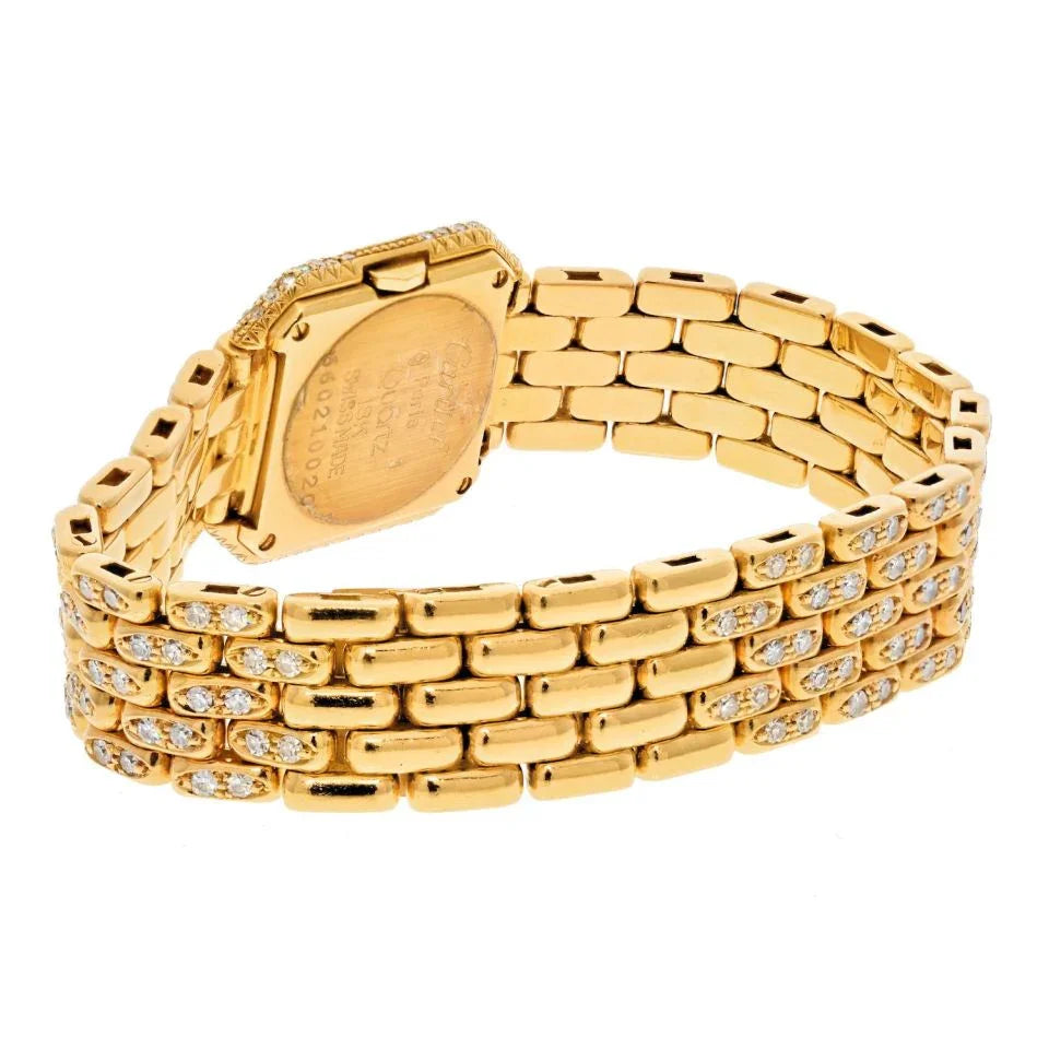 Cartier 18K Yellow Gold Panthere Diamond Quartz Women Watch - The Back Vault