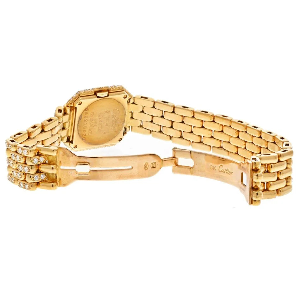 Cartier 18K Yellow Gold Panthere Diamond Quartz Women Watch - The Back Vault