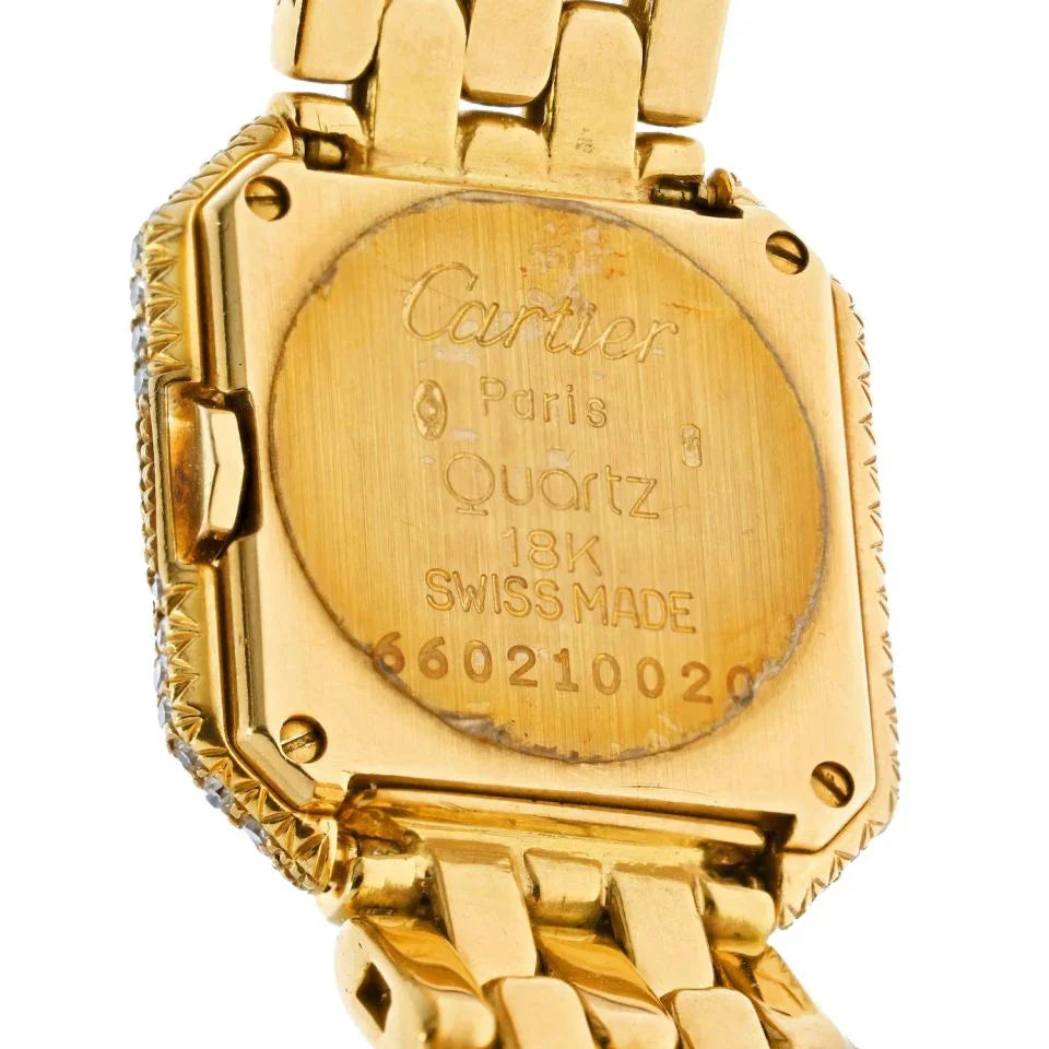 Cartier 18K Yellow Gold Panthere Diamond Quartz Women Watch - The Back Vault