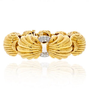 David Webb Platinum & 18K Yellow Gold Escargot Fluted Round Gold Link Bracelet