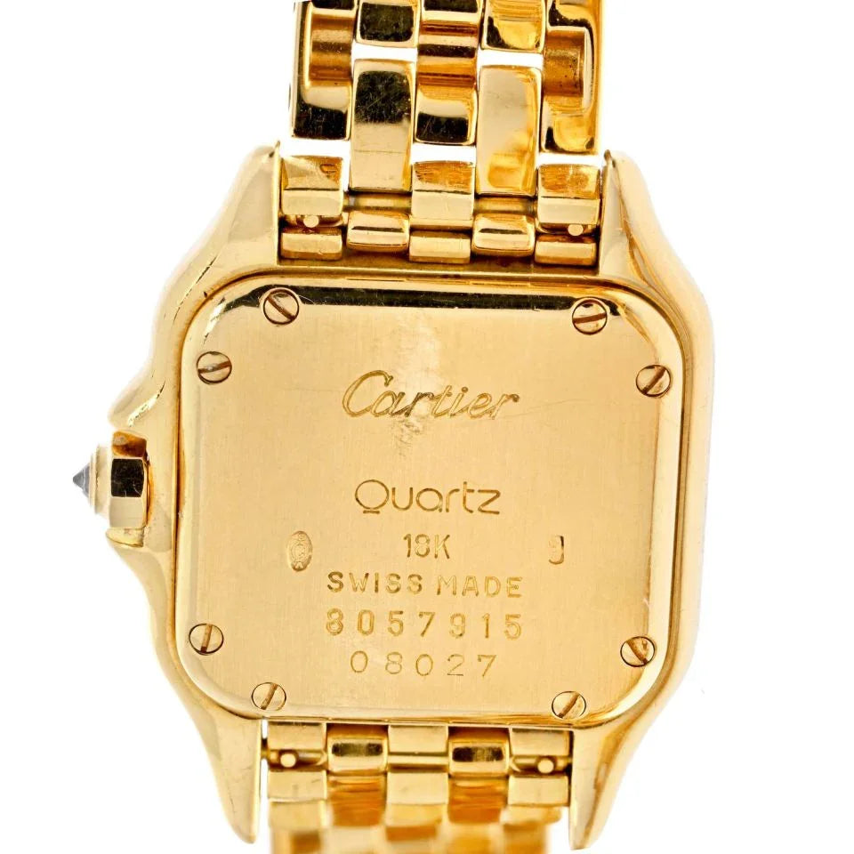 Cartier 18K Yellow Gold Panthere Maillon Black Lacquer Diamond Women Watch - The Back Vault