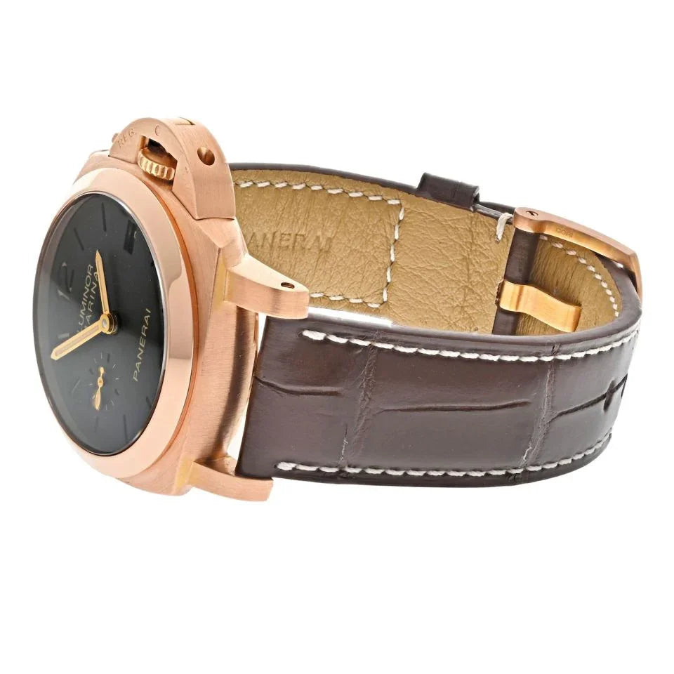 Panerai 18K Rose Gold Luminor Marina 42mm PAM 393 Mens Watch - The Back Vault