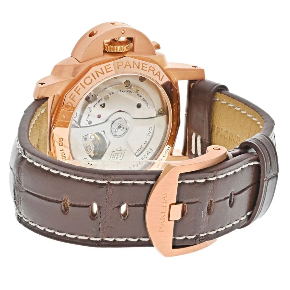 Panerai 18K Rose Gold Luminor Marina 42mm PAM 393 Mens Watch - The Back Vault