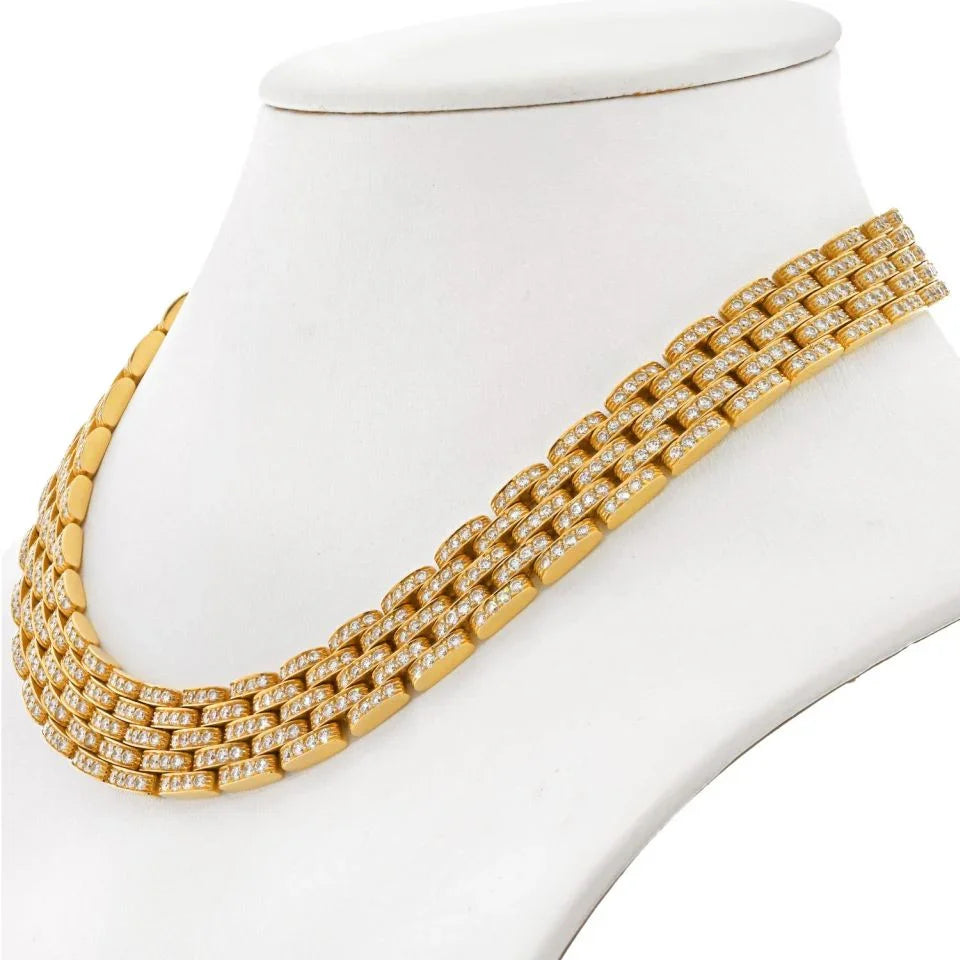 Cartier 18K Yellow Gold Panthere Maillon Diamond Collar Necklace - The Back Vault