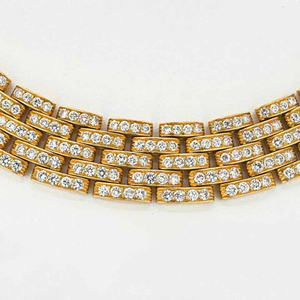 Cartier 18K Yellow Gold Panthere Maillon Diamond Collar Necklace - The Back Vault