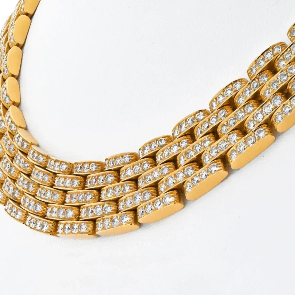 Cartier 18K Yellow Gold Panthere Maillon Diamond Collar Necklace - The Back Vault