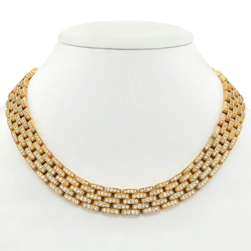 Cartier 18K Yellow Gold Panthere Maillon Diamond Collar Necklace - The Back Vault
