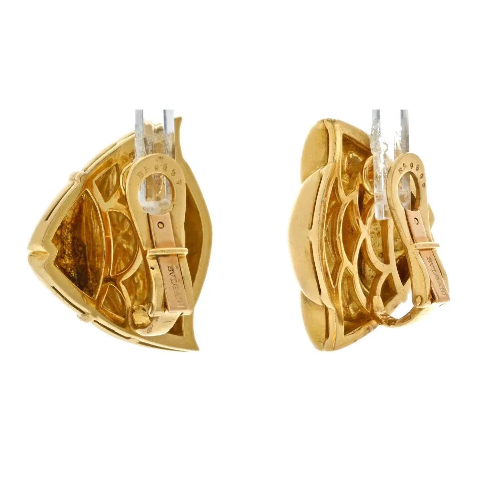 Bvlgari 18K Yellow Gold Fishes Clip On Earrings - The Back Vault