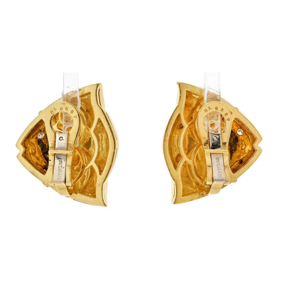 Bvlgari 18K Yellow Gold Fishes Clip On Earrings - The Back Vault