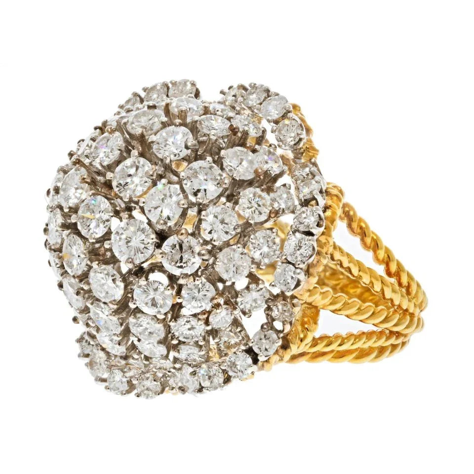 18K Yellow Gold 8.00cttw Diamond Dome Cocktail Fashion Ring - The Back Vault