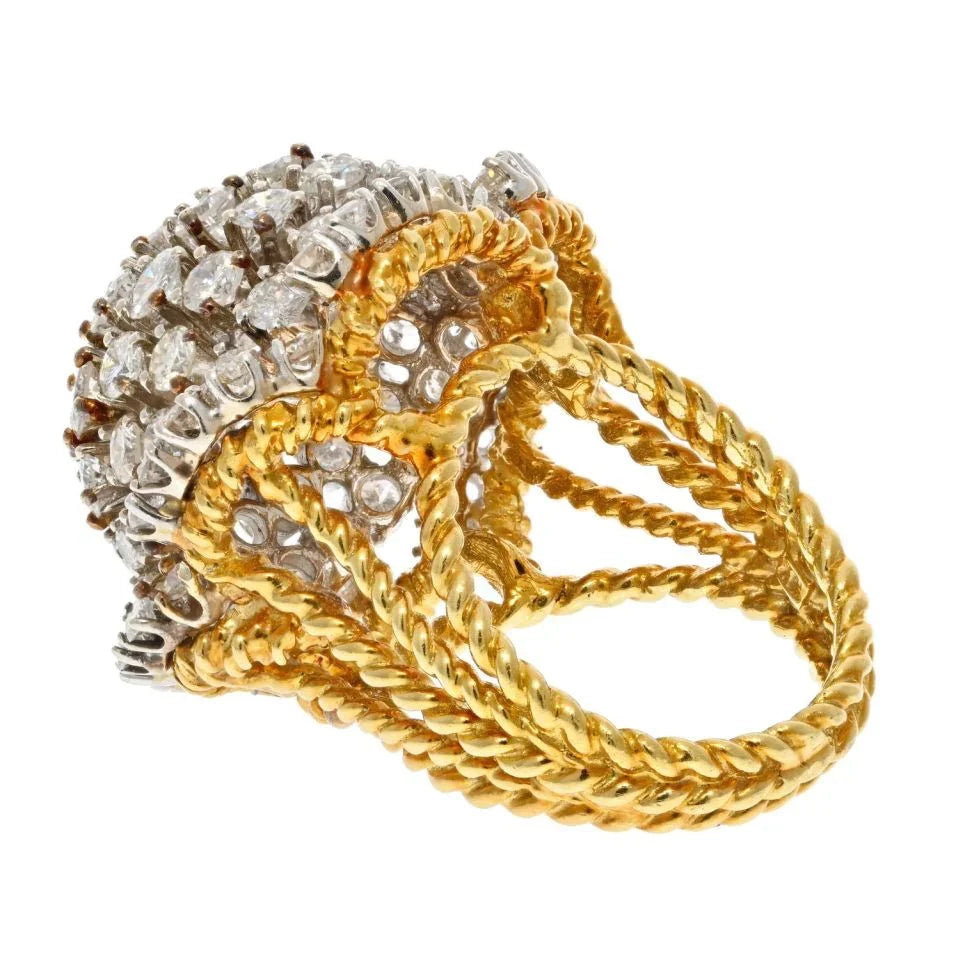 18K Yellow Gold 8.00cttw Diamond Dome Cocktail Fashion Ring - The Back Vault