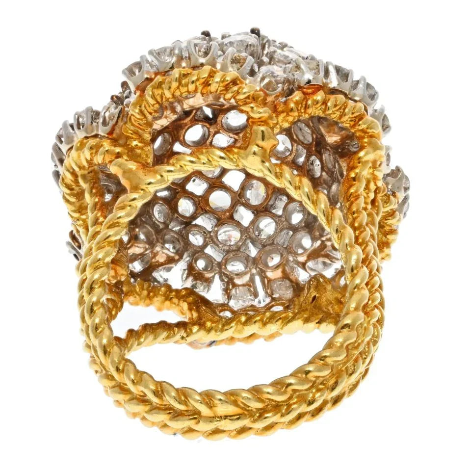 18K Yellow Gold 8.00cttw Diamond Dome Cocktail Fashion Ring - The Back Vault