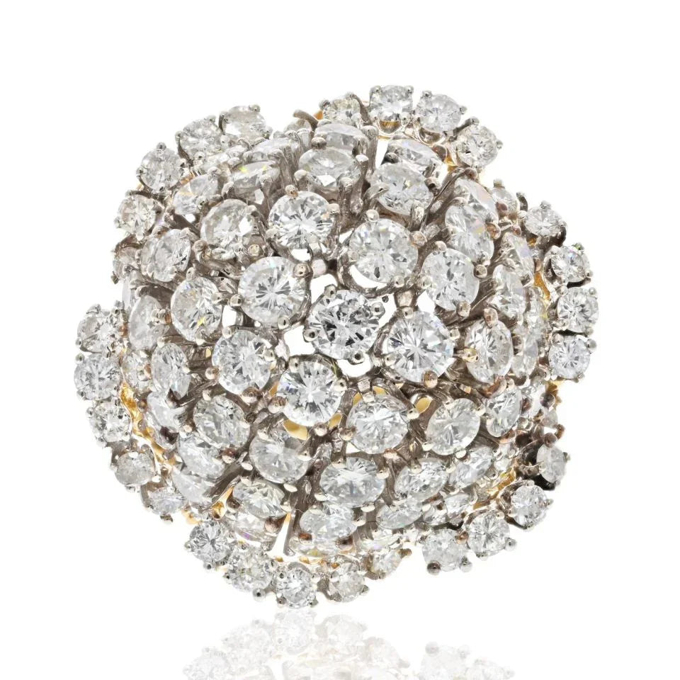 18K Yellow Gold 8.00cttw Diamond Dome Cocktail Fashion Ring - The Back Vault