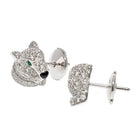 Cartier 18K White Gold Diamond Panthere Heads Stud Earrings - The Back Vault