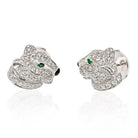 Cartier 18K White Gold Diamond Panthere Heads Stud Earrings - The Back Vault