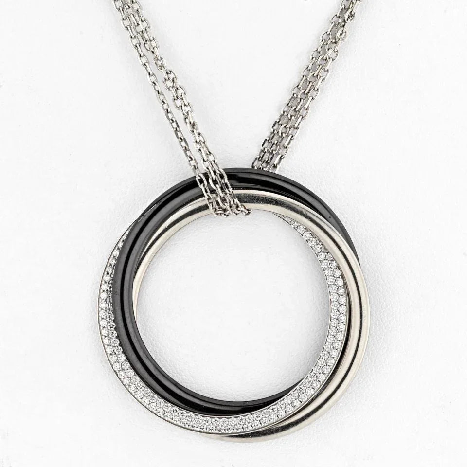 Cartier 18K White Gold Trinity Ceramic Diamond Necklace - The Back Vault