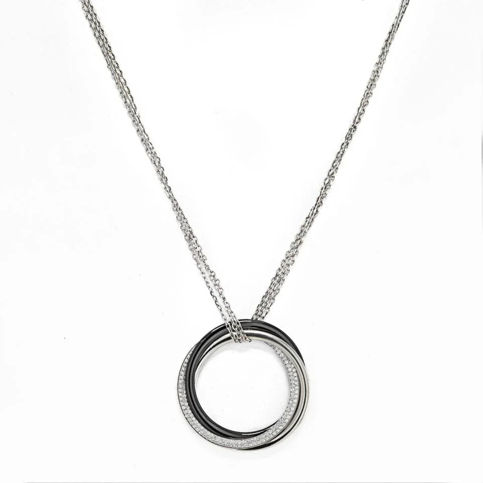 Cartier 18K White Gold Trinity Ceramic Diamond Necklace - The Back Vault