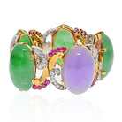 Platinum & 18K Yellow Gold Cabochon Oval Cut, Diamond And Ruby Bracelet - The Back Vault