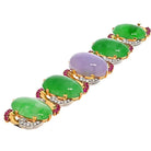 Platinum & 18K Yellow Gold Cabochon Oval Cut, Diamond And Ruby Bracelet - The Back Vault